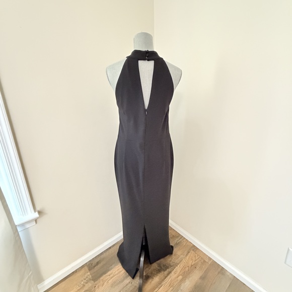 Calvin Klein Black mock neck halter evening dress black tie formal dress - Picture 4 of 9